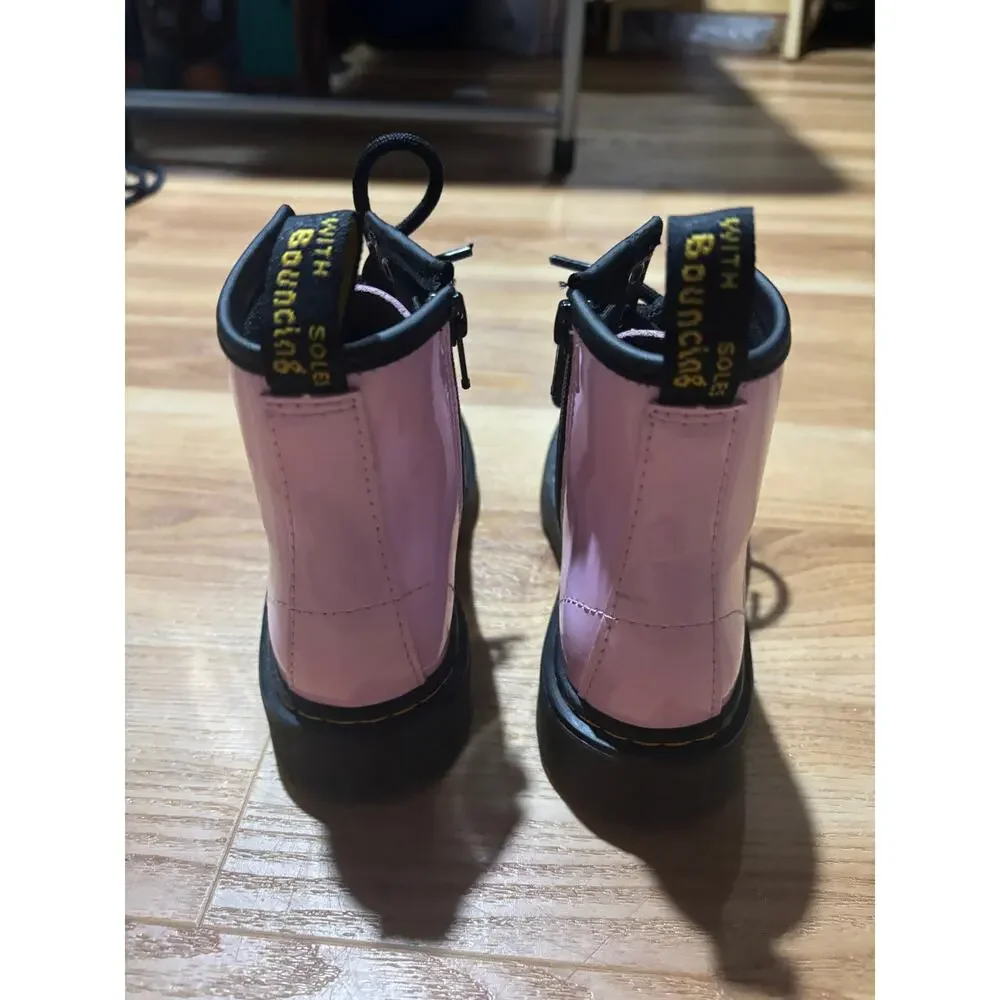 Dr Martens Pink Boots Patent Leather Combat Modern 1460J Youth US 13/EU 31